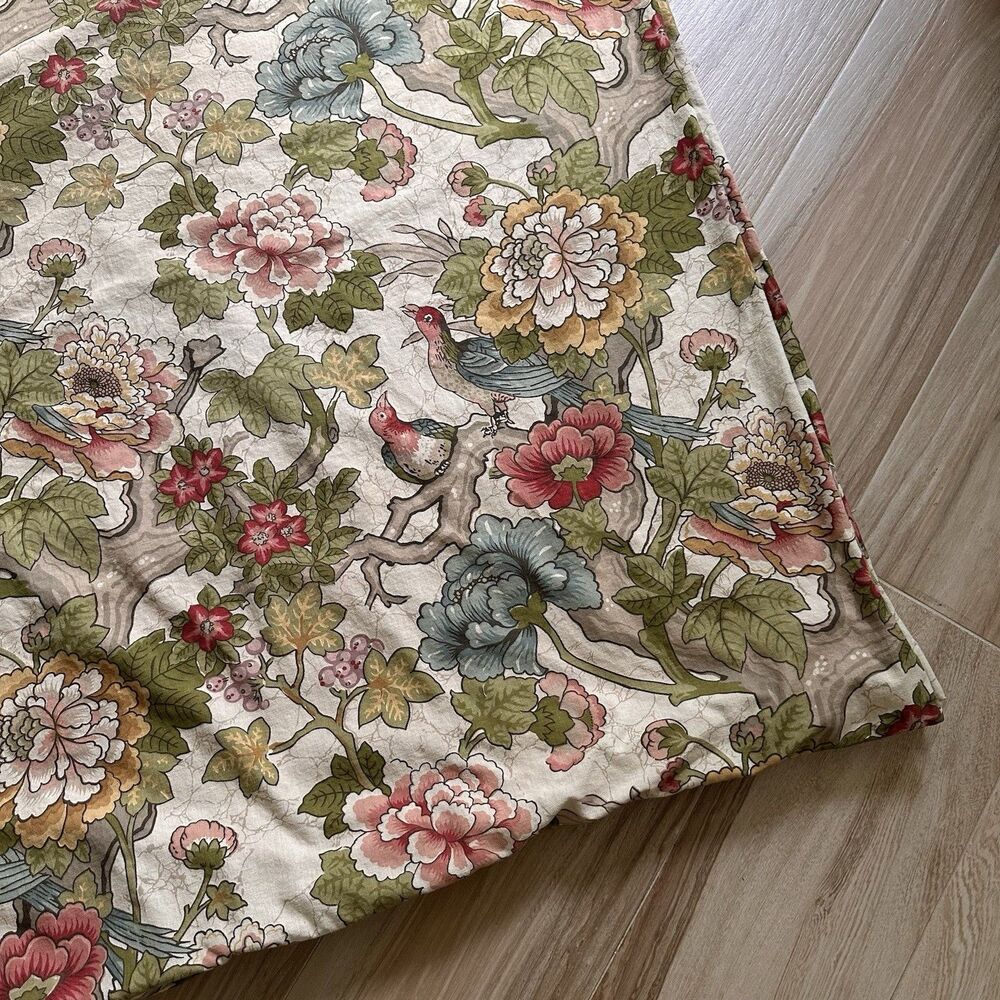 POTTERY BARN Ingrid Pampalore Bird Print Linen Cotton Duvet Cover Queen